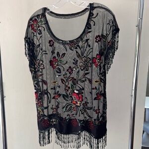 Embroidered Floral Sheer Top